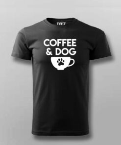 Coffee And Dog T-Shirt 2 Coffee And Dog T Shirt For Men S 38 HALF SLEEVE BLACK 1