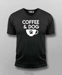 Coffee And Dog T-Shirt 3 Coffee And Dog T Shirt For Men S 38 V NECK BLACK 1