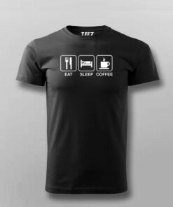 Eat Sleep Coffee T Shirt For Men S 38 HALF SLEEVE BLACK 1
