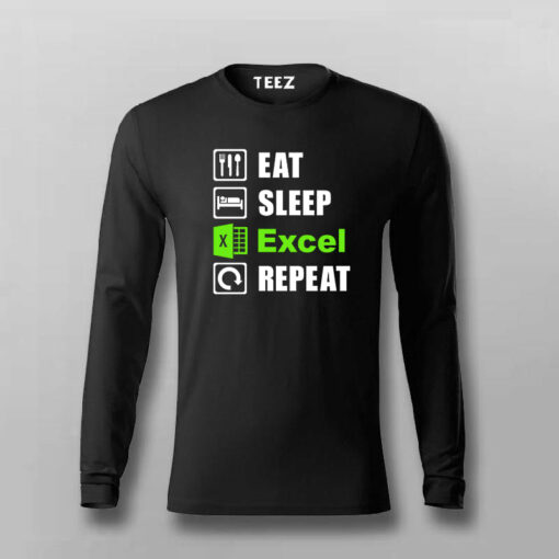 Eat Sleep Excel Repeat Accountant Humour T-Shirt For Men