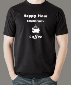 Happy Hour Begins With Coffee Men’s T-Shirt Happy Hour Begins With Coffee Men’s T-Shirt