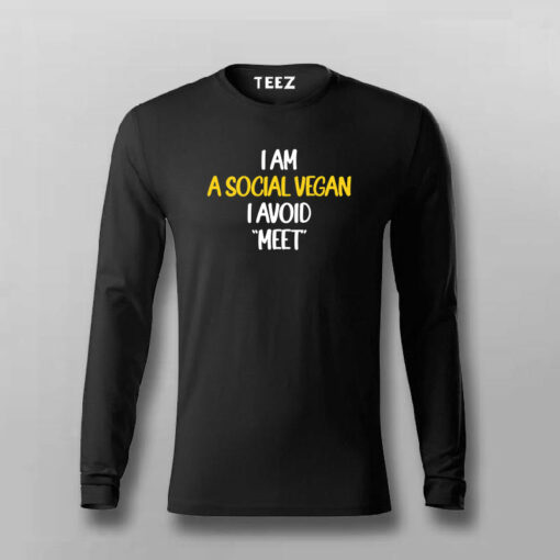 I Am A Social Vegan I Avoid Meet Funny T-shirt For Men