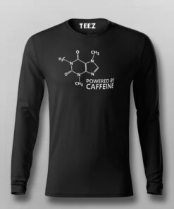 Powered By Caffeine T Shirt For Men S 38 FULL SLEEVE BLACK 1