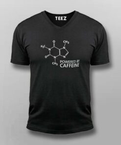 Powered By Caffeine T Shirt For Men S 38 V NECK BLACK 1