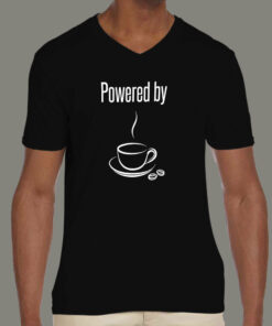 Powered By Coffee Tee - The Developer's Fuel 2 Powered By Coffee Tee The Developers Fuel M 40 V NECK BLACK 1