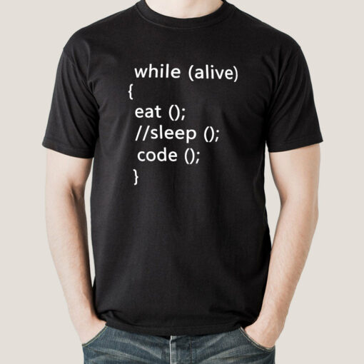 While Alive Eat, Sleep, Code Men’s Programming T-shirt