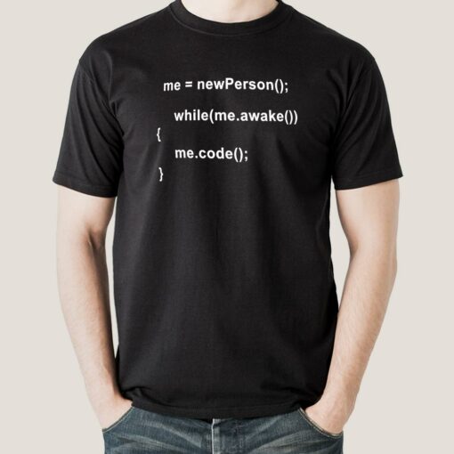 While Awake, I Code T-Shirt – The Developer’s Creed