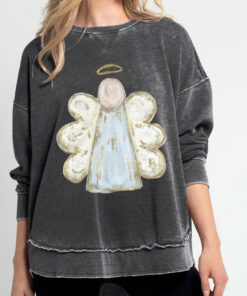 Acid Washed Angel – Religious – Christmas Quality Sweatshirt
