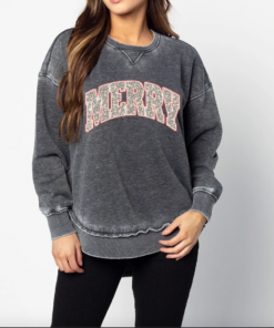 Acid Washed Retro Leopard Merry Quality Sweatshirt