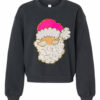 Balloon Sleeve Pink Santa Christmas Sweatshirt