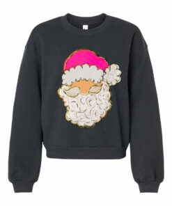 Balloon Sleeve Pink Santa Christmas Sweatshirt