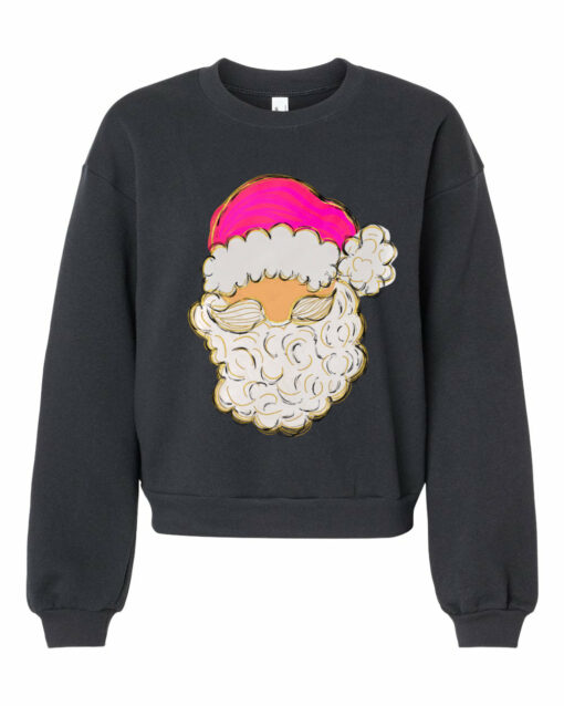 Balloon Sleeve Pink Santa Christmas Sweatshirt