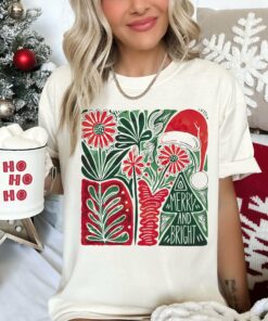 Bella Canvas or Comfort Colors Christmas Boho Merry and Bright Tee