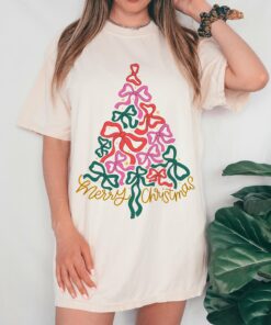 Bella Canvas or Comfort Colors Christmas Bow Tree Tee