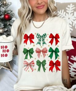 Bella Canvas or Comfort Colors Christmas Bows Tee