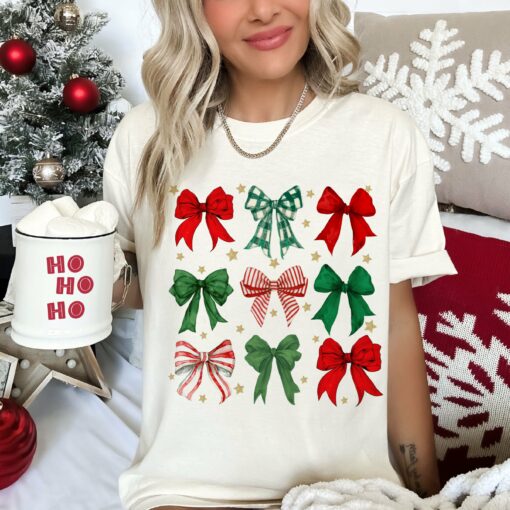 Bella Canvas or Comfort Colors Christmas Bows Tee