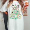 Bella Canvas or Comfort Colors Christmas Brush Strokes Tree Tee Direct To Film Transfered Faux Glitter Tee