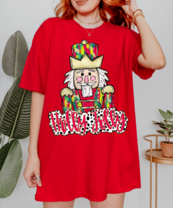 Bella Canvas or Comfort Colors Christmas Holly Jolly Nutcracker Tee Direct To Film Transfered Faux Glitter Tee