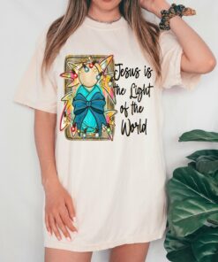 Bella Canvas or Comfort Colors Jesus is the Light Of The World Christmas Tee Direct To Film Transfered Faux Glitter Tee