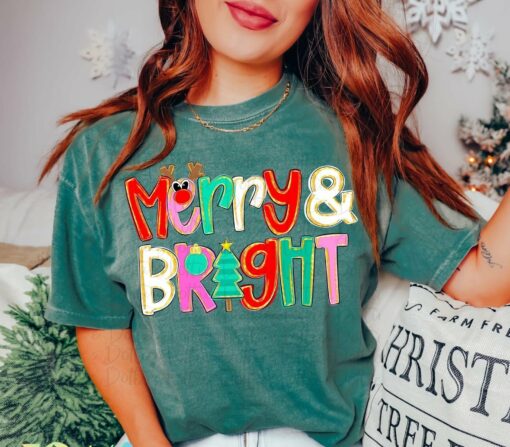 Bella Canvas or Comfort Colors Merry and Bright Christmas Tee