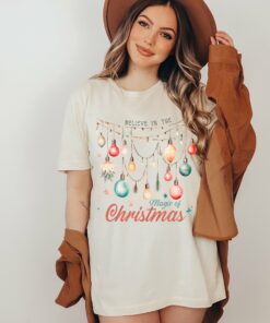 Bella or Comfort Colors Believe In The Magic Of Christmas Tee Super Cute Christmas Shirt