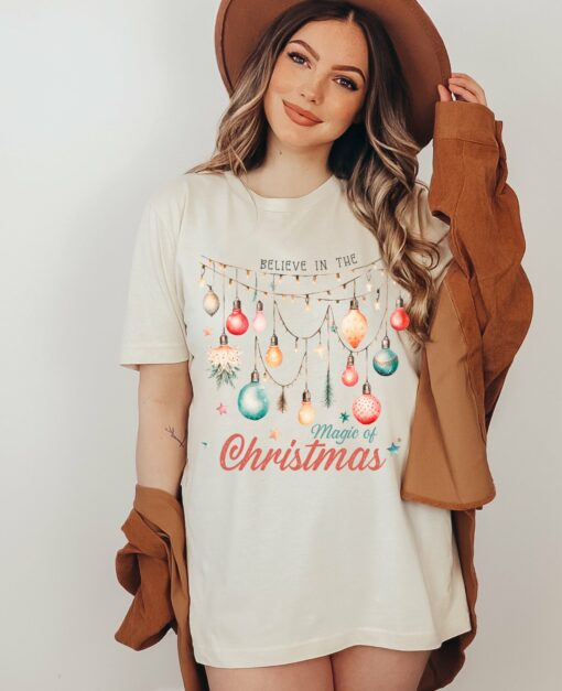 Bella or Comfort Colors Believe In The Magic Of Christmas Tee Super Cute Christmas Shirt