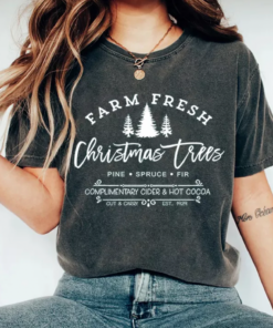 Bella or Comfort Colors Christmas Tree Farm Tee Super Cute Christmas Shirt