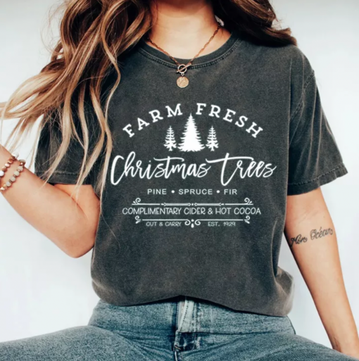 Bella or Comfort Colors Christmas Tree Farm Tee Super Cute Christmas Shirt