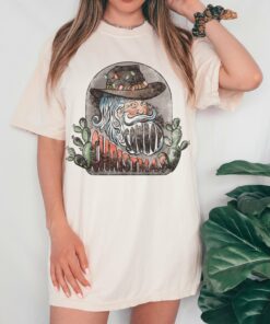 Bella or Comfort Colors Cowboy Christmas Tee