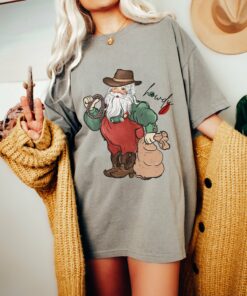 Bella or Comfort Colors Howdy Western Santa Tee Super Cute Christmas Shirt