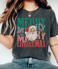 Bella or Comfort Colors Merry Christmas Santa Vintage Tee