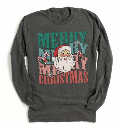 Bella or Comfort Colors Merry Christmas Santa Vintage Tee