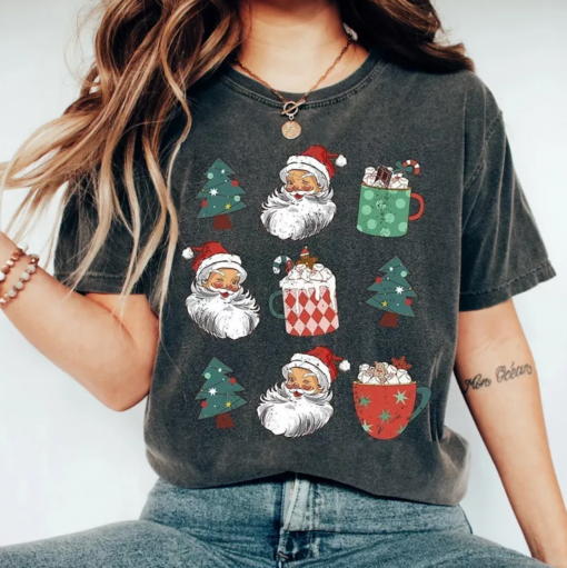 Bella or Comfort Colors Santa Trees Hot Cocoa Christmas Things Tee