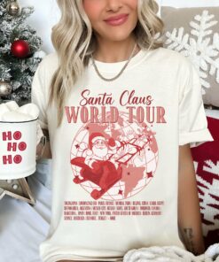 Bella or Comfort Colors Santas World Tour Ivory Dust Tee Super Cute Christmas Shirt