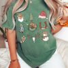 Bella or Comfort Colors Short Sleeved Green Western Christmas Tee
