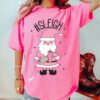 Bella or Comfort Colors Short Sleeved Pink Sleigh Santa Stanley Bumbag Tee