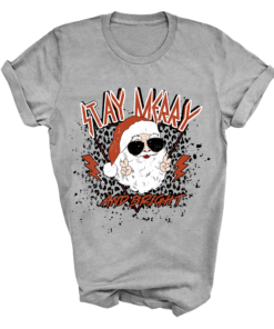 Bella or Comfort Colors Stay Merry and Bright Santa Rockin’ Tee Super Cute Christmas Shirt