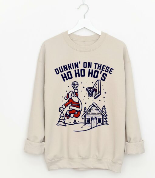 Bella or Gildan Dunkin’ On These Ho Ho Ho’s Sweatshirt Basketball Christmas Sweater