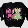 Bella or Gildan Holly Jolly Christmas Tree Faux Glitter Sweatshirt