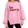 Boutique Balloon Sleeve Be Merry Christmas Sweater