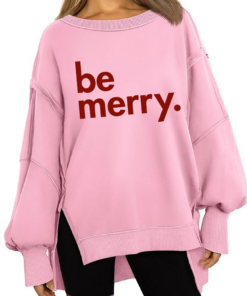 Boutique Balloon Sleeve Be Merry Christmas Sweater