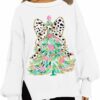 Boutique Balloon Sleeve Christmas Tree Sweater