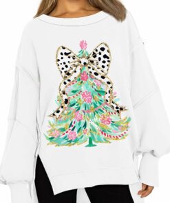 Boutique Balloon Sleeve Christmas Tree Sweater