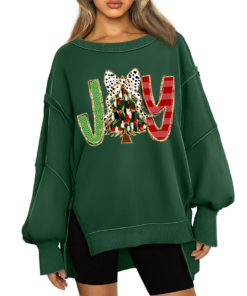 Boutique Balloon Sleeve Joy Christmas Tree Sweater