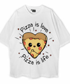 Cartoon Pizza Oversized T-Shirt