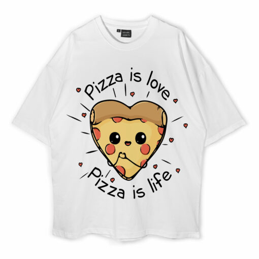 Cartoon Pizza Oversized T-Shirt