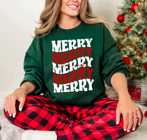 Christmas Youth and Adult Merry and Bright Sweatshirt Christmas Sweatshirt