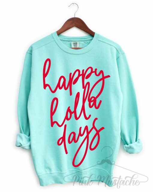 Comfort Colors Chalky Mint Happy Holla Days Sweatshirt