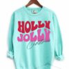 Comfort Colors Chalky Mint Holly Jolly Christmas Sweatshirt