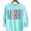 Comfort Colors Chalky Mint MERRY Christmas Sweatshirt